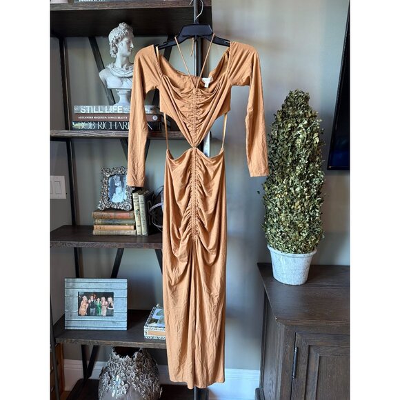 RONNY KOBO Zadia Cut Out Maxi Dress Camel Womens Size Small - Picture 5 of 10